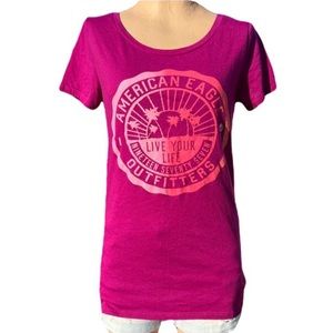- AEO M Palm Tree Cap Sleeve Magenta Graphic Tee! NEW!